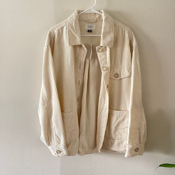 American Eagle Outfitters Tops - American Eagle Corduroy Shacket Womens XXL Cream Button Up Normcore Casual Cozy